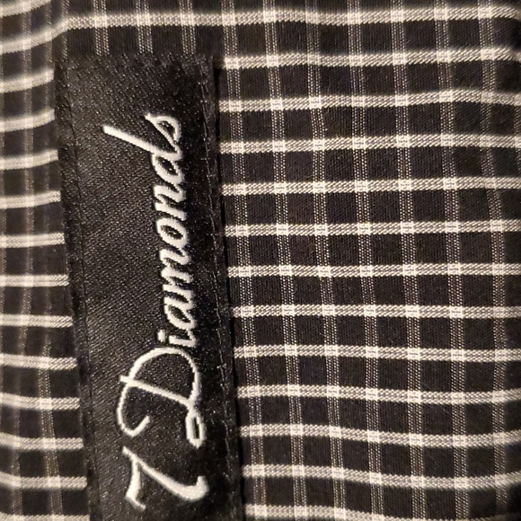 7 Diamonds Men's Black/White Plaid Button Down, Zip Down Long Sleeve - Large - Picture 4 of 9